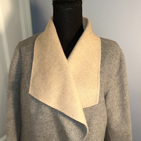 Talbots Women,Open Front Wool Jacket, Grey/tan - Picture 1 of 6